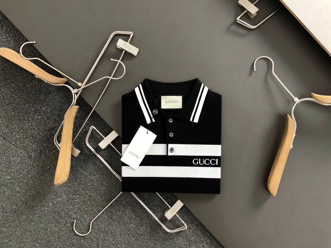 「#3571」Gucci 24 fall and winter new black and white stripes t-shirt