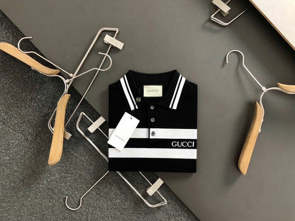 「#3571」Gucci 24 fall and winter new black and white stripes t-shirt