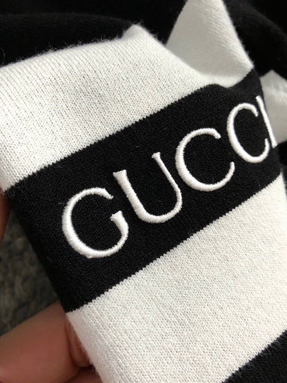 「#3571」Gucci 24 fall and winter new black and white stripes t-shirt
