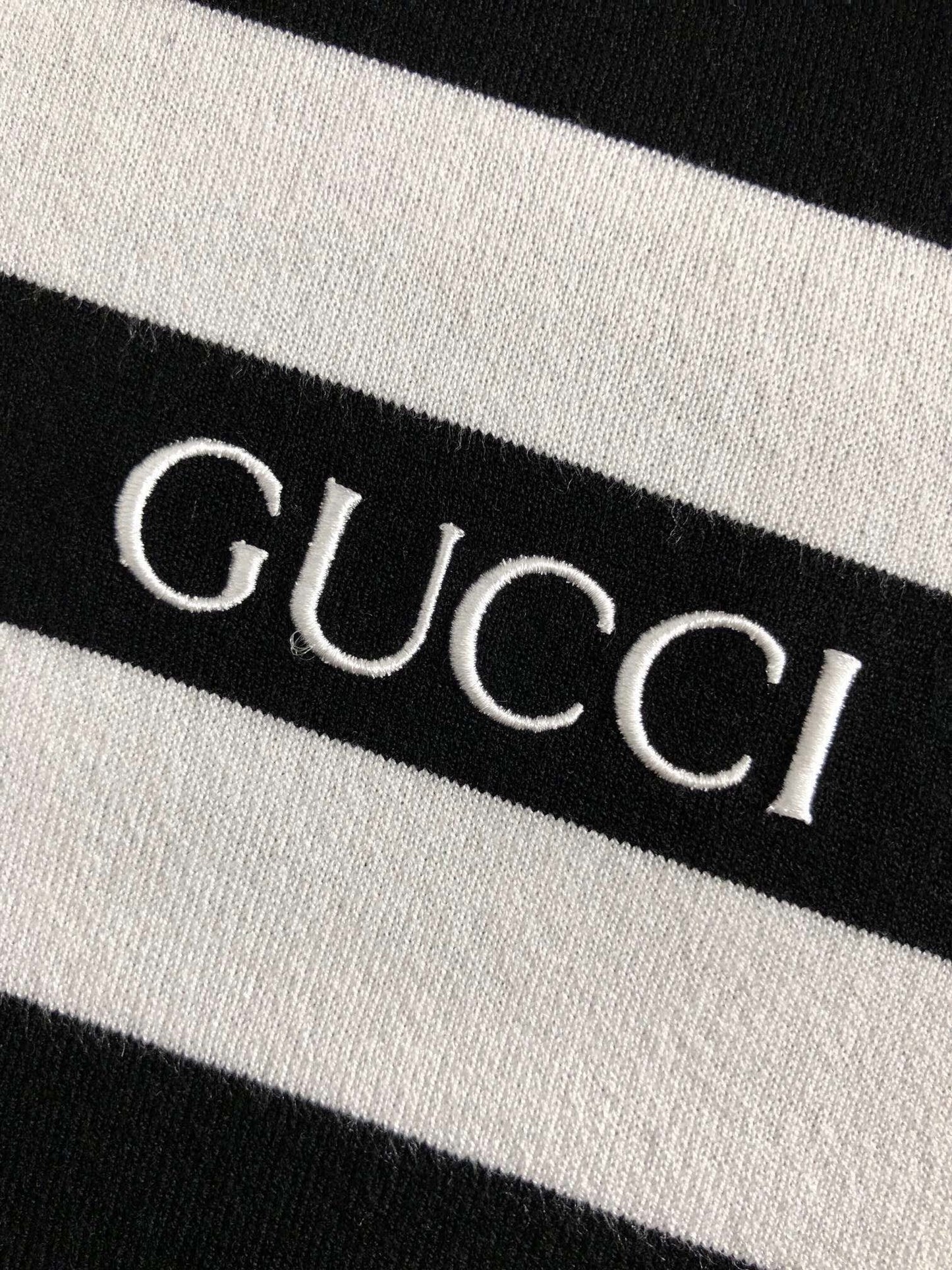 「#3571」Gucci 24 fall and winter new black and white stripes t-shirt