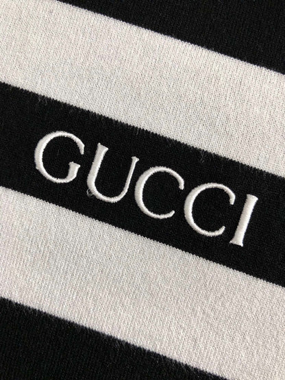 「#3571」Gucci 24 fall and winter new black and white stripes t-shirt