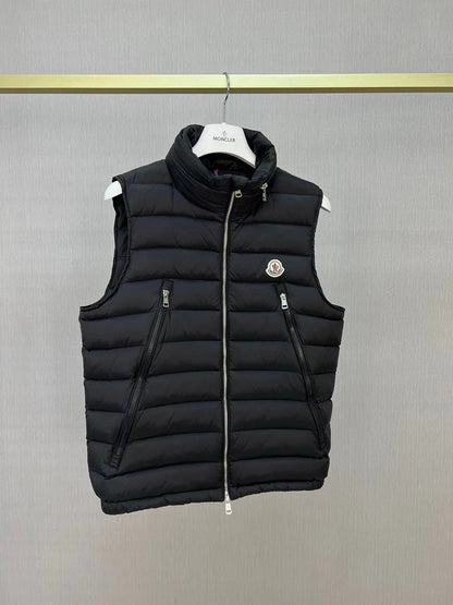 「#3592」Moncler new albyt oblique zipper hidden hood stand collar vest