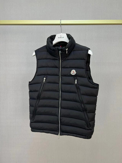 「#3592」Moncler new albyt oblique zipper hidden hood stand collar vest