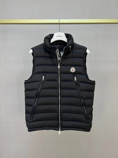 「#3592」Moncler new albyt oblique zipper hidden hood stand collar vest