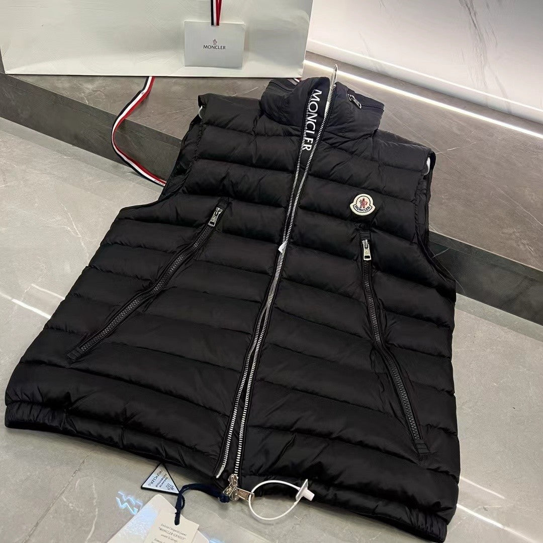 「#3592」Moncler new albyt oblique zipper hidden hood stand collar vest