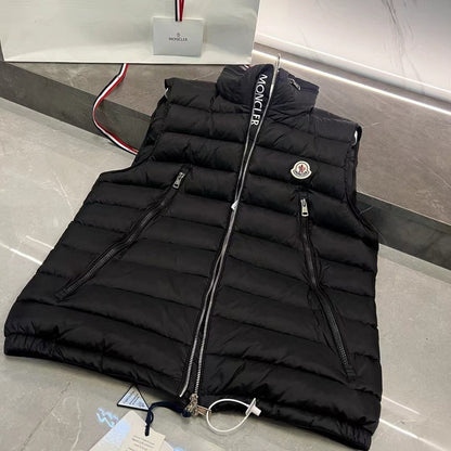 「#3592」Moncler new albyt oblique zipper hidden hood stand collar vest