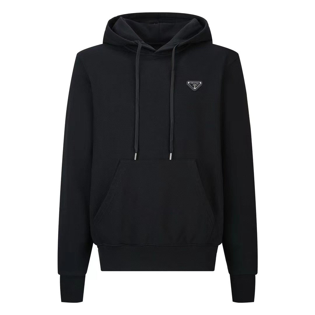 「#3594」PRADA leather label fleece hoodie