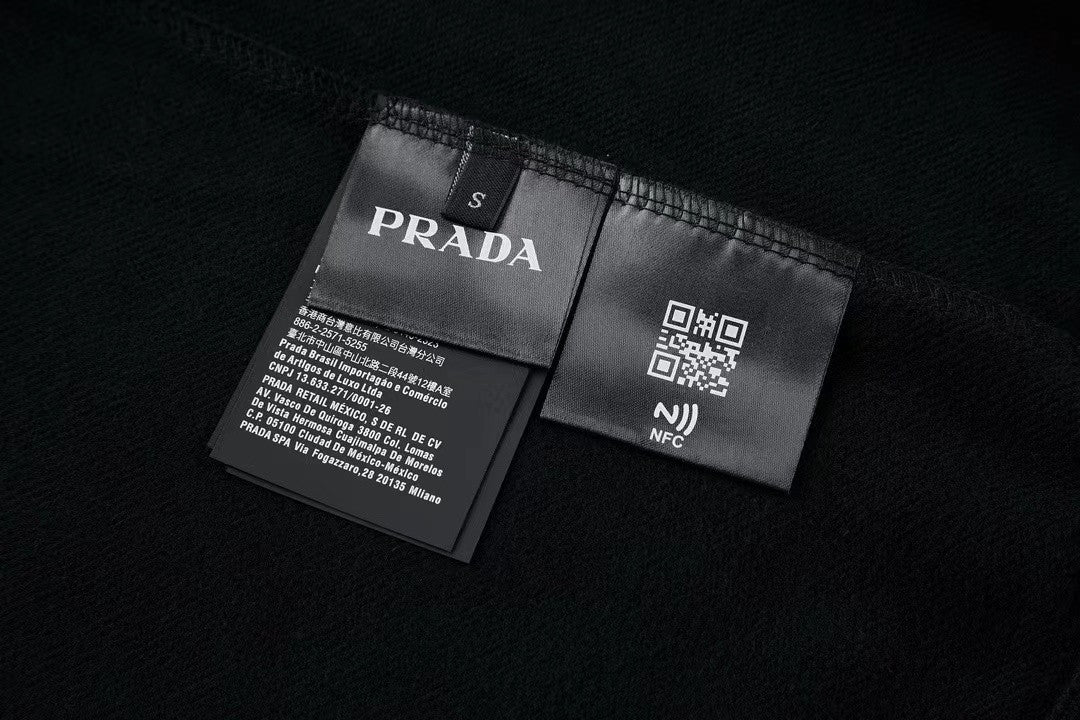 「#3594」PRADA leather label fleece hoodie