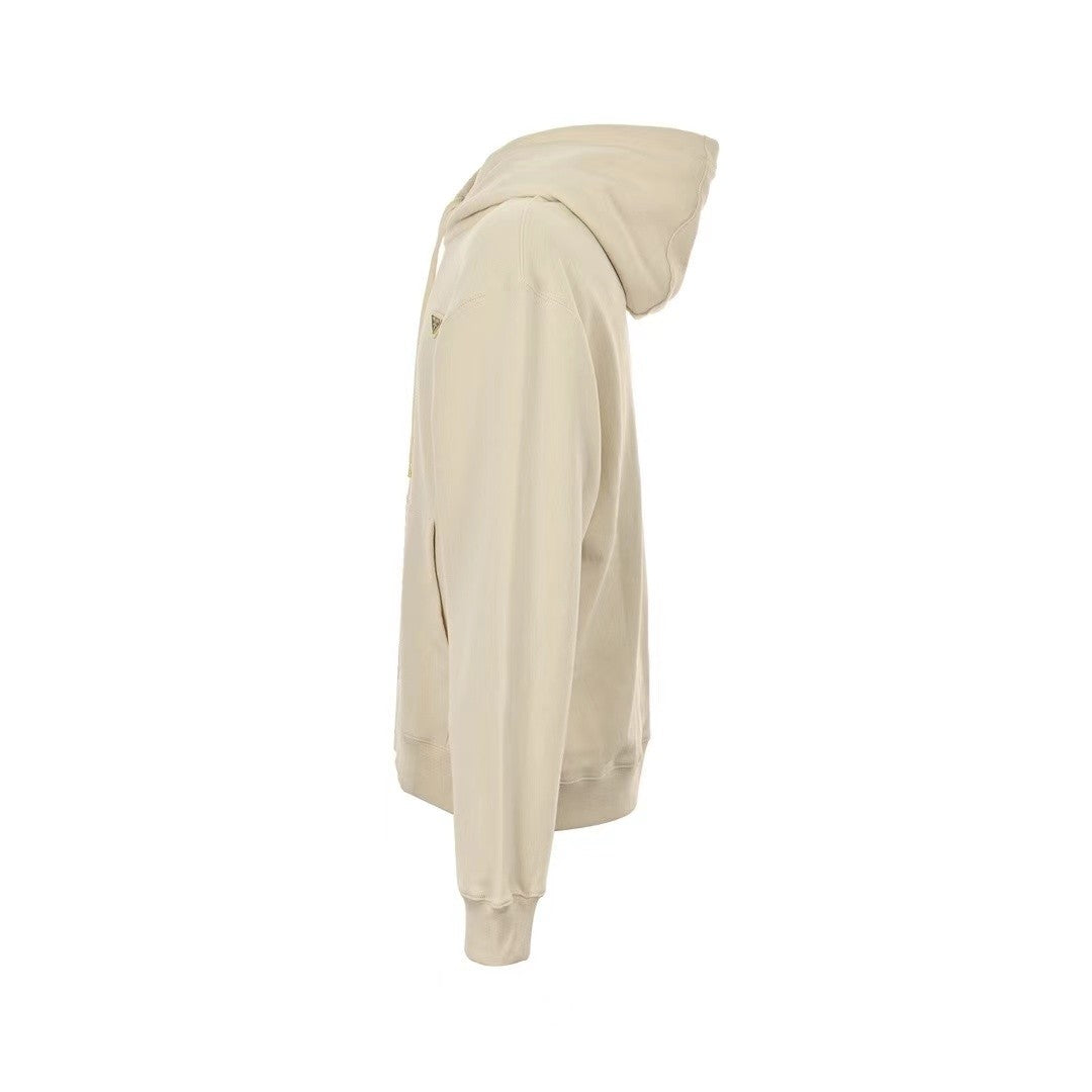 「#3595」PRADA Apricot triangle logo hooded sweatshirt