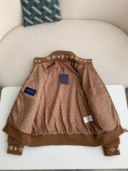 「#3686」Louis Vuitton Jacquard vertical collar zipper fleece jacket