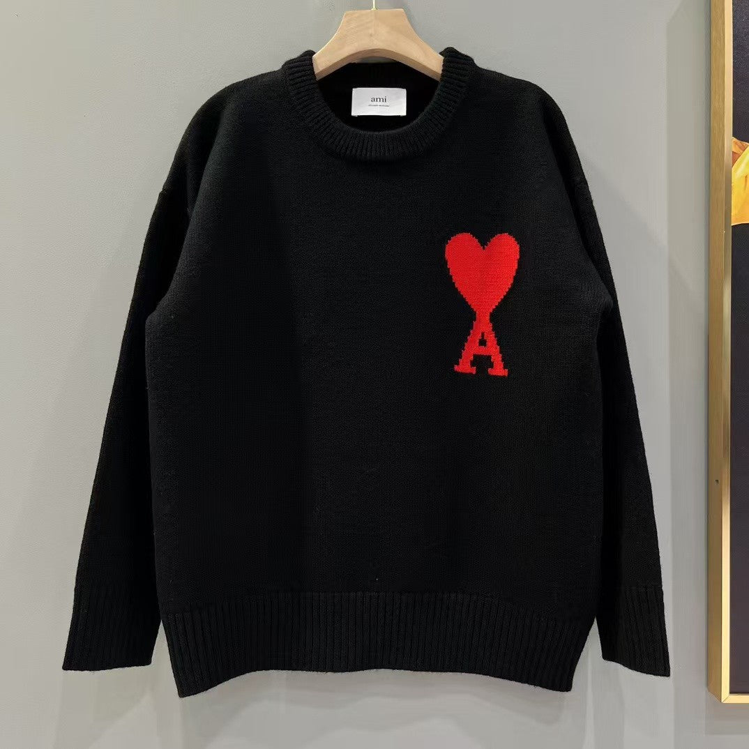 「#3730」Ami autumn and winter new alpaca wool round neck sweater