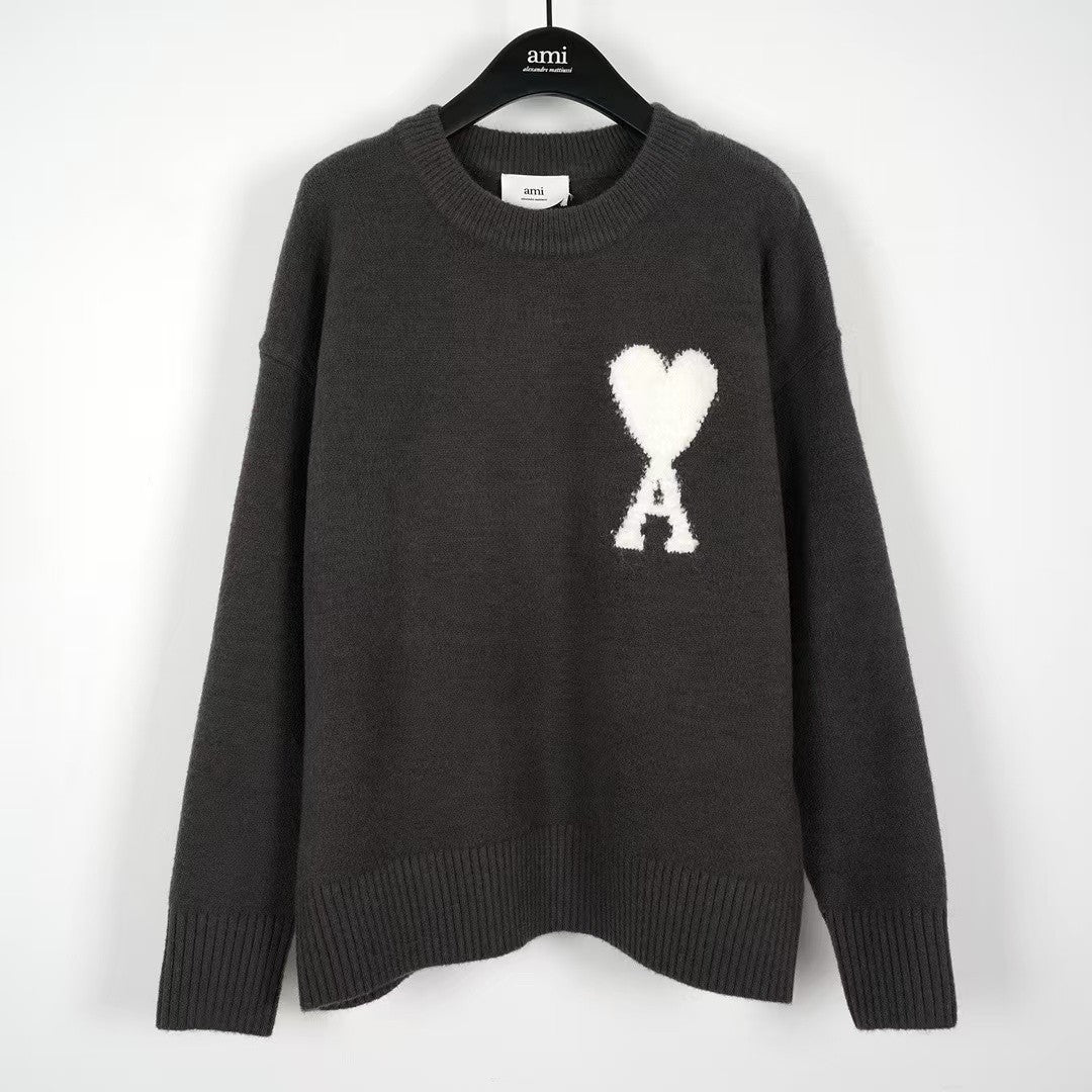 「#3730」Ami autumn and winter new alpaca wool round neck sweater