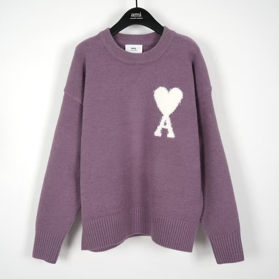 「#3730」Ami autumn and winter new alpaca wool round neck sweater
