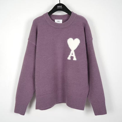 「#3730」Ami autumn and winter new alpaca wool round neck sweater