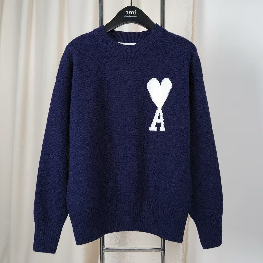 「#3730」Ami autumn and winter new alpaca wool round neck sweater