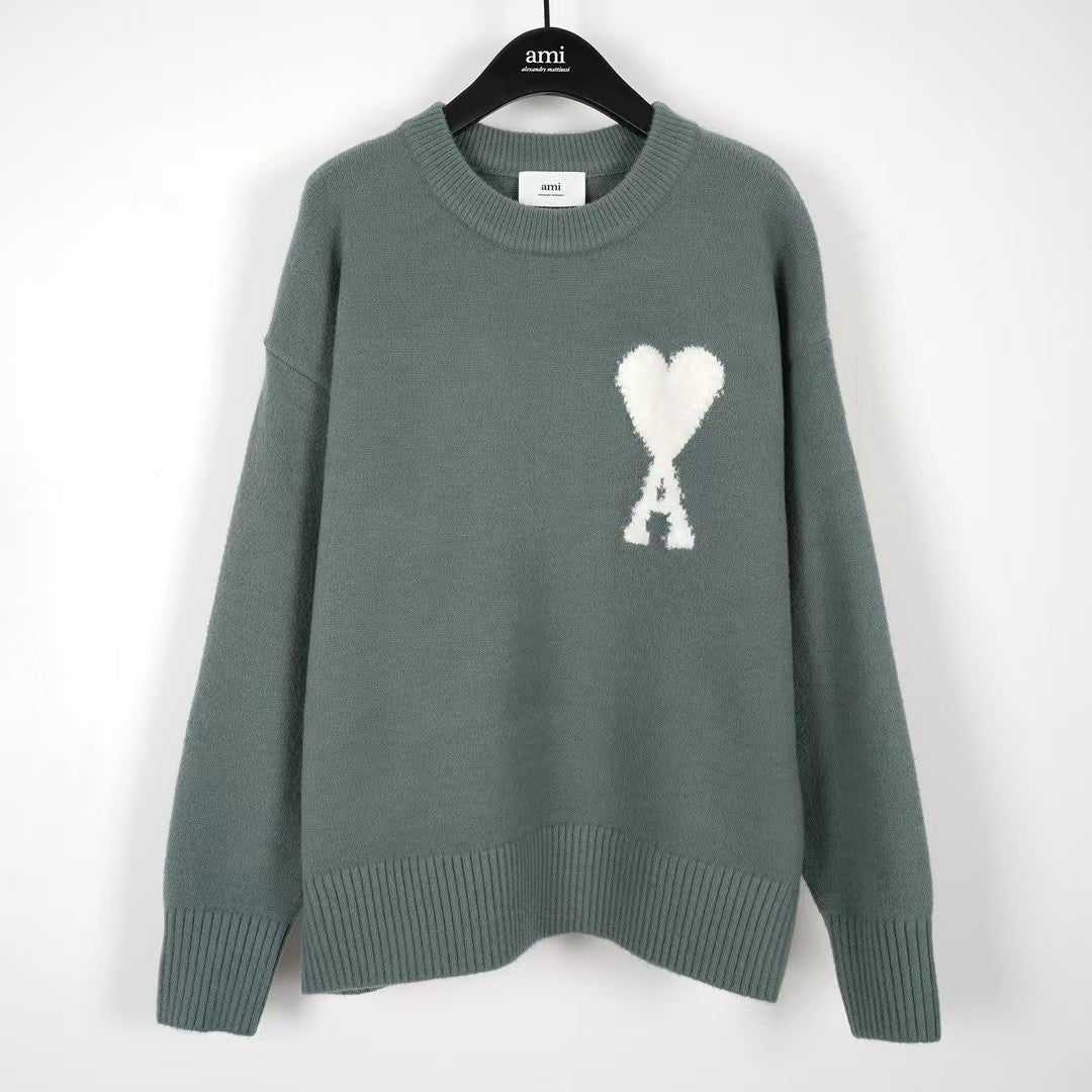 「#3730」Ami autumn and winter new alpaca wool round neck sweater