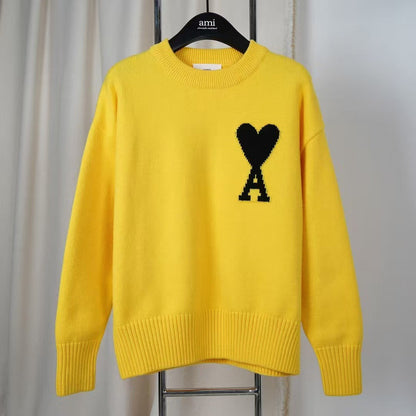 「#3730」Ami autumn and winter new alpaca wool round neck sweater
