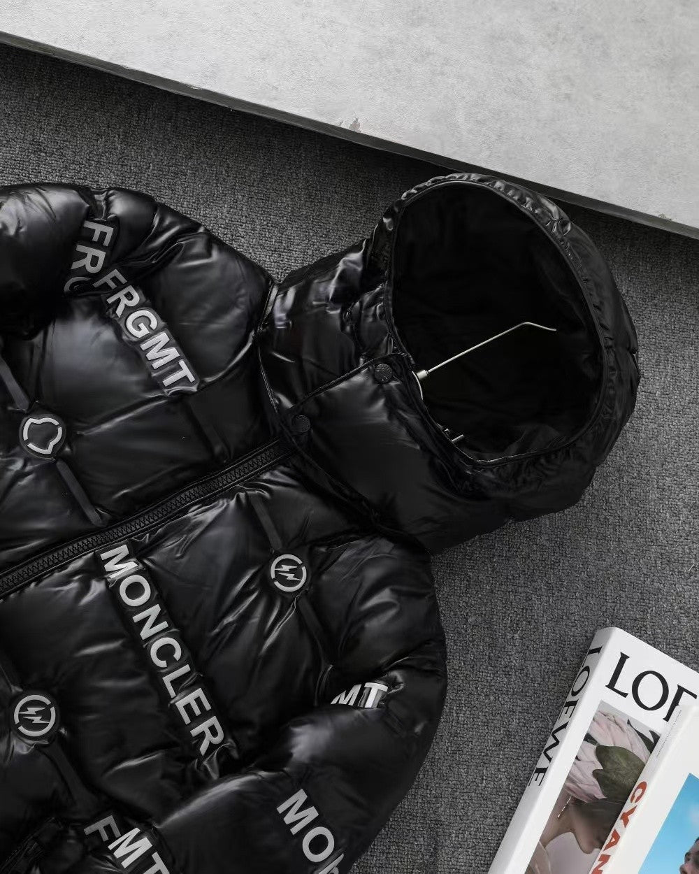 「#3789」Moncler Fujiwara Hiroshi co-branded full-print letter shiny down jacket
