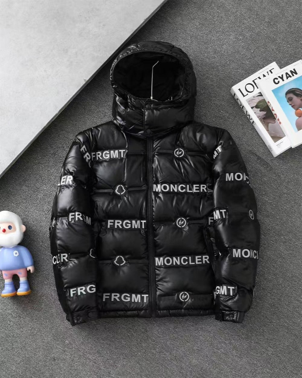 「#3789」Moncler Fujiwara Hiroshi co-branded full-print letter shiny down jacket
