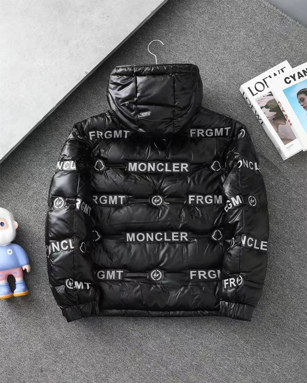 「#3789」Moncler Fujiwara Hiroshi co-branded full-print letter shiny down jacket