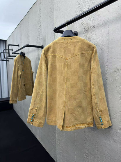 「#3801」Louis Vuitton Vintage Checkerboard Denim Jacket