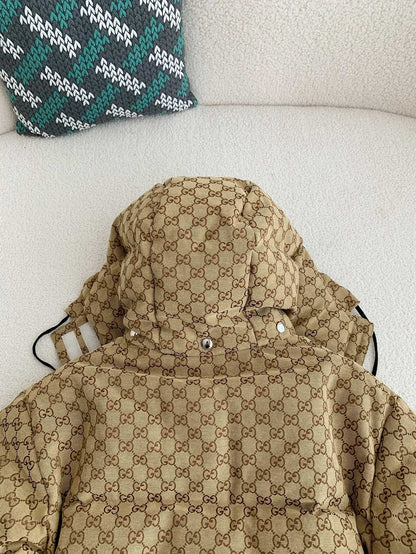 「#3851」Gucci Casual FW22 Full Print Drawstring Down Jacket