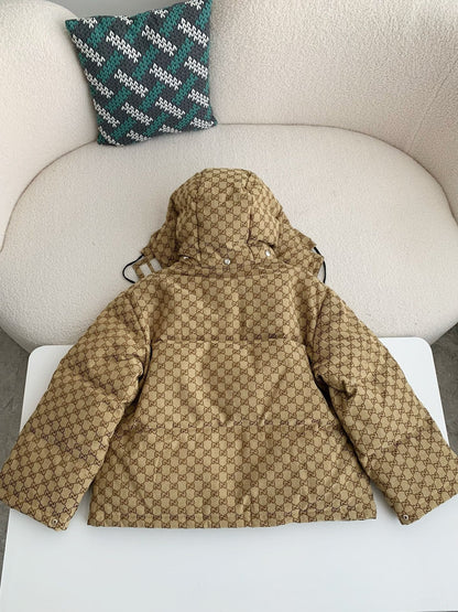 「#3851」Gucci Casual FW22 Full Print Drawstring Down Jacket