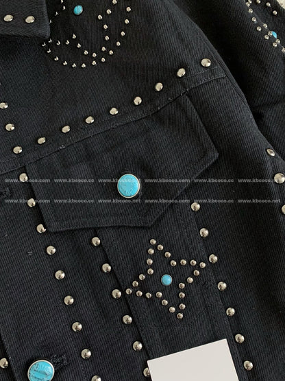 「#3763」LV turquoise rivet denim jacket