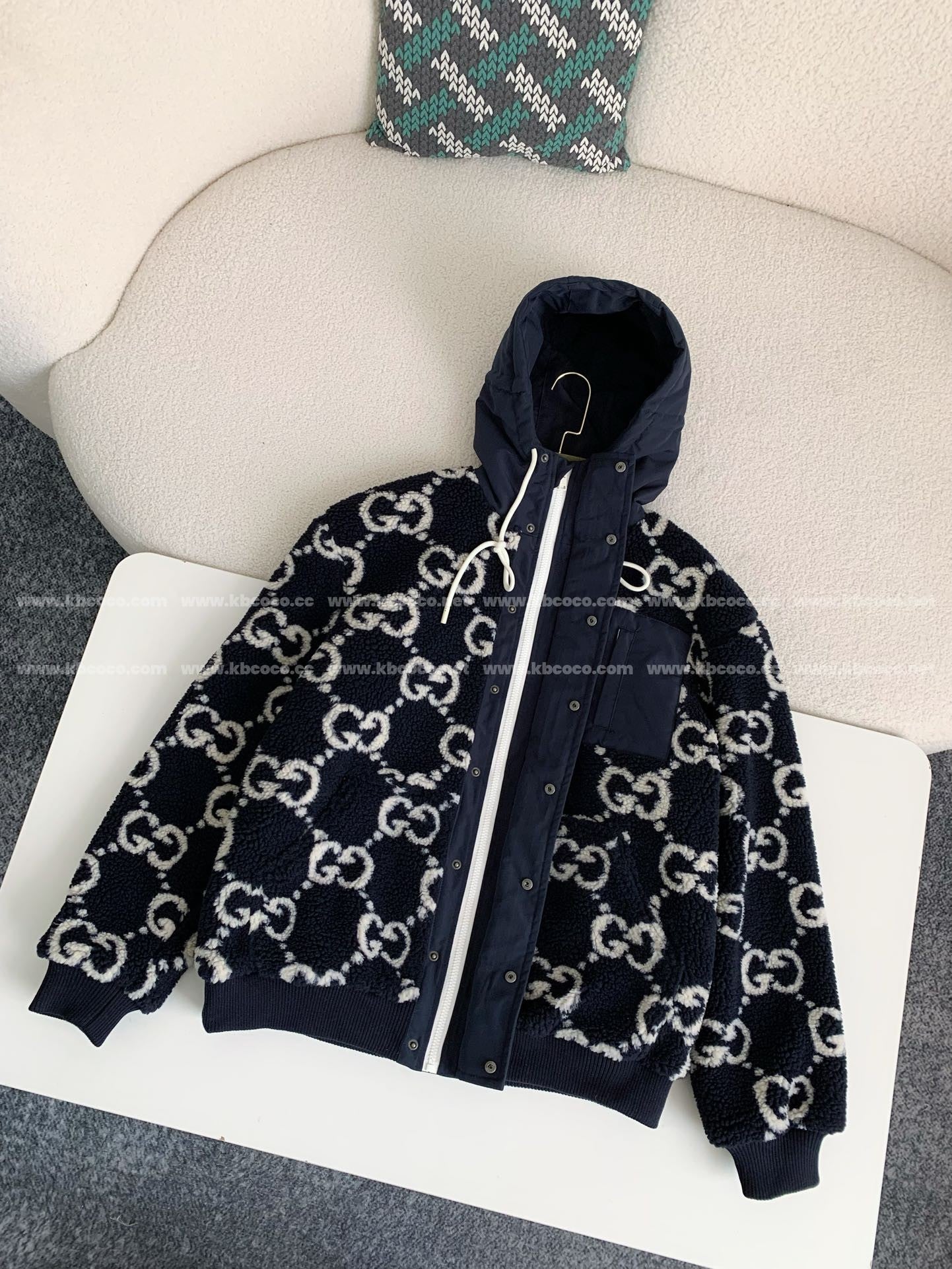 「#3762」Gucci Jacquard Lambswool Hooded Jacket