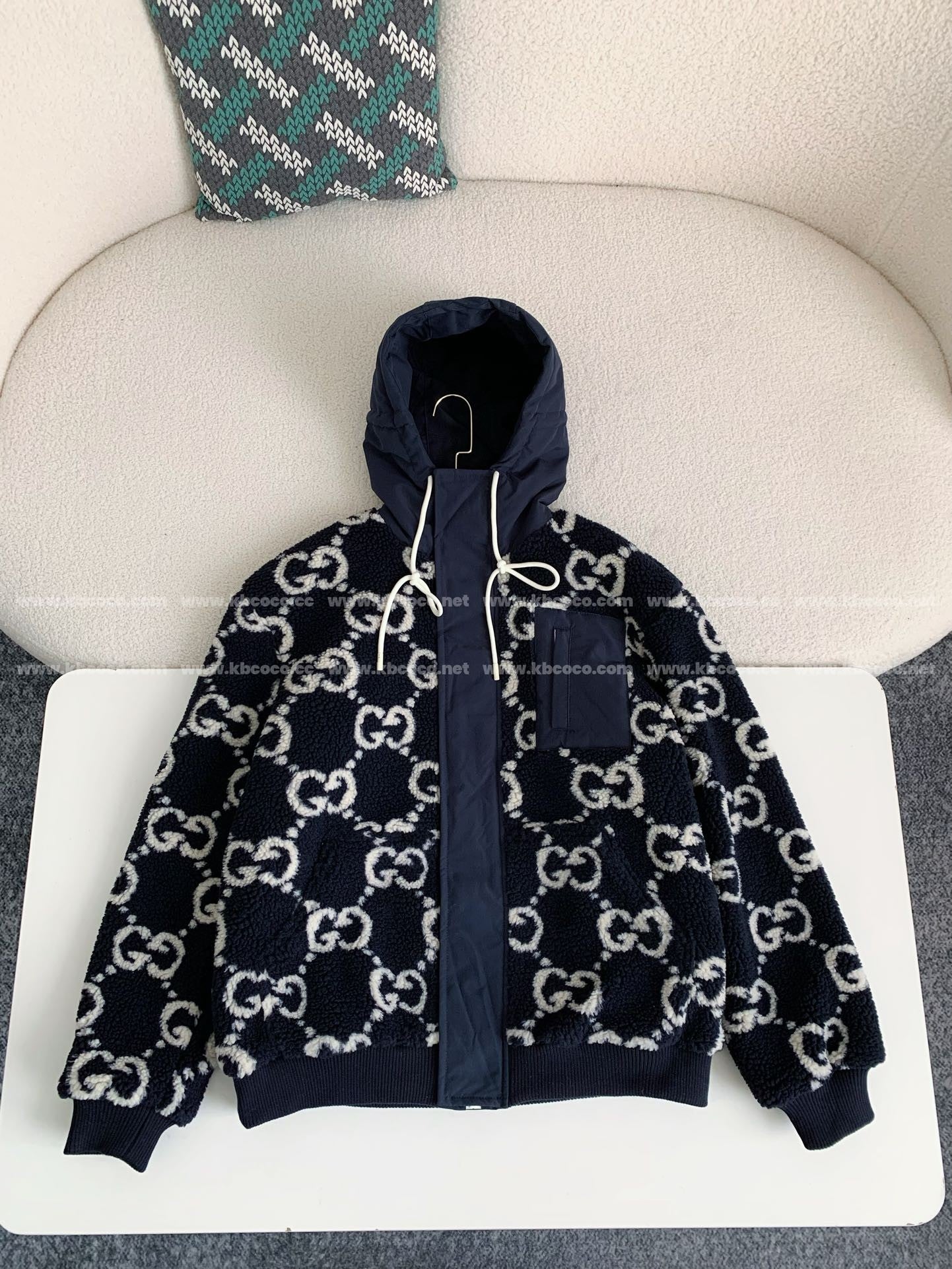 「#3762」Gucci Jacquard Lambswool Hooded Jacket