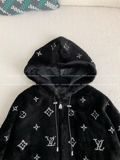「#4073」Louis Vuitton SS25 Logo Embroidered Wool Hooded Zipper Jacket
