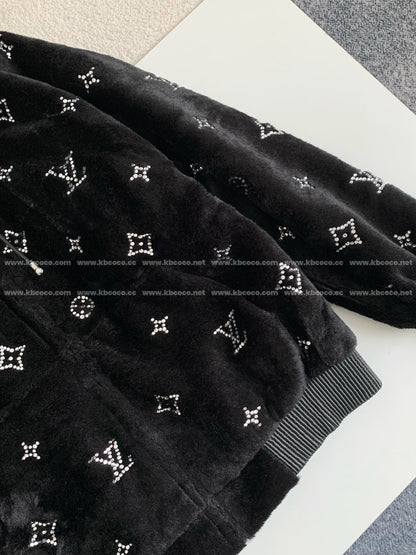 「#4073」Louis Vuitton SS25 Logo Embroidered Wool Hooded Zipper Jacket
