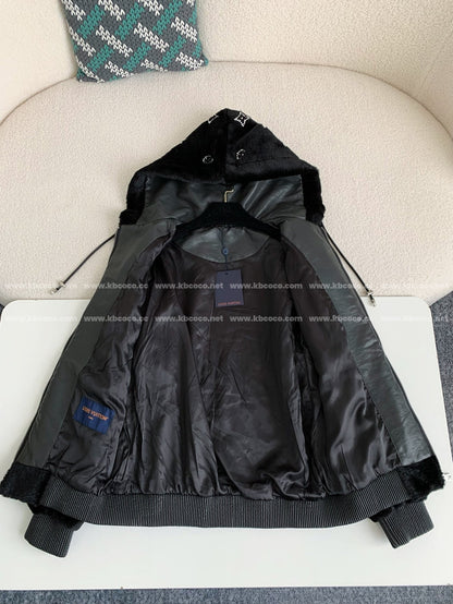 「#4073」Louis Vuitton SS25 Logo Embroidered Wool Hooded Zipper Jacket