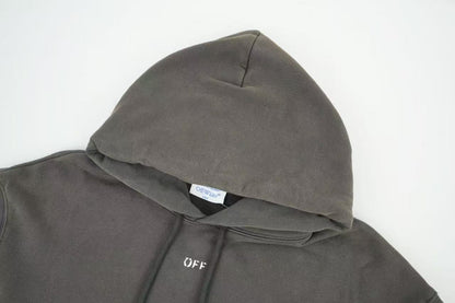 「#4216」offwhite hooded sweatshirt with psalm and Madonna print on the back