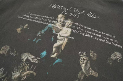 「#4216」offwhite hooded sweatshirt with psalm and Madonna print on the back