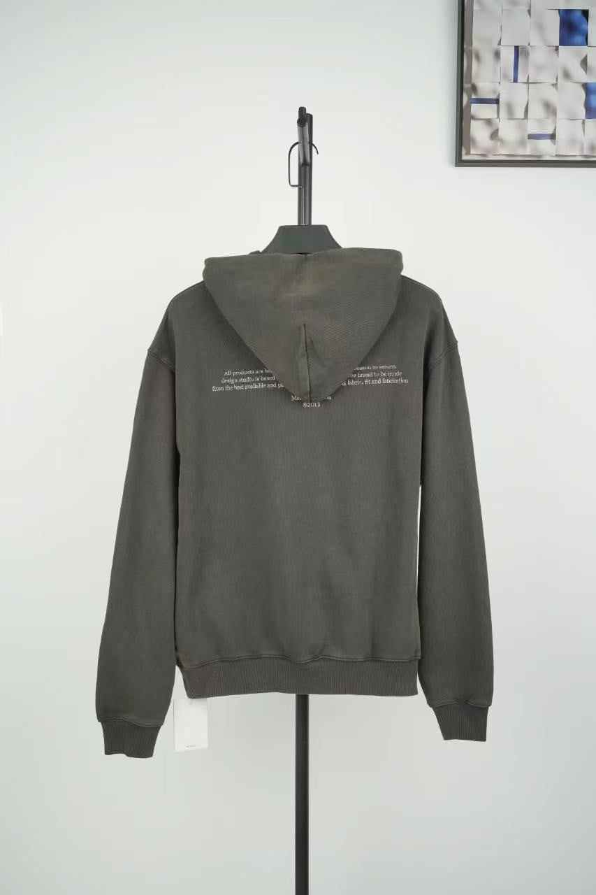 「#4217」offwhite hooded sweatshirt with psalm and Madonna print on chest