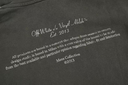 「#4217」offwhite hooded sweatshirt with psalm and Madonna print on chest