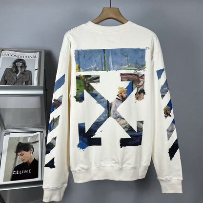 「#4222」offwhite Monet oil painting round neck sweatshirt