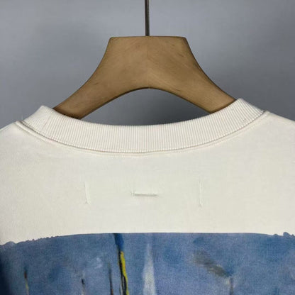 「#4222」offwhite Monet oil painting round neck sweatshirt