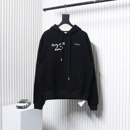 「#4223」offwhite number 23 hooded sweatshirt slash letter hoodie