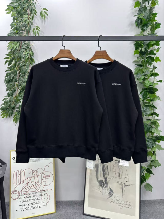 「#4224」offwhite fuzzy arrow round neck sweatshirt