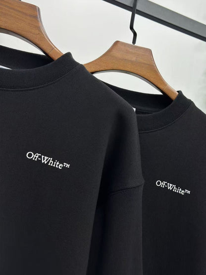 「#4224」offwhite fuzzy arrow round neck sweatshirt