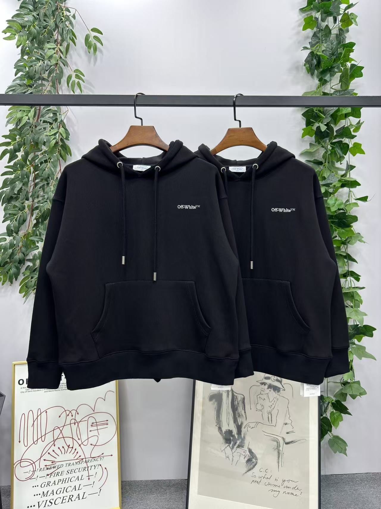 「#4226」offwhite24 autumn and winter embroidered arrow hooded sweatshirt