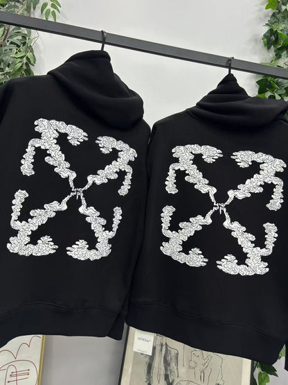「#4226」offwhite24 autumn and winter embroidered arrow hooded sweatshirt