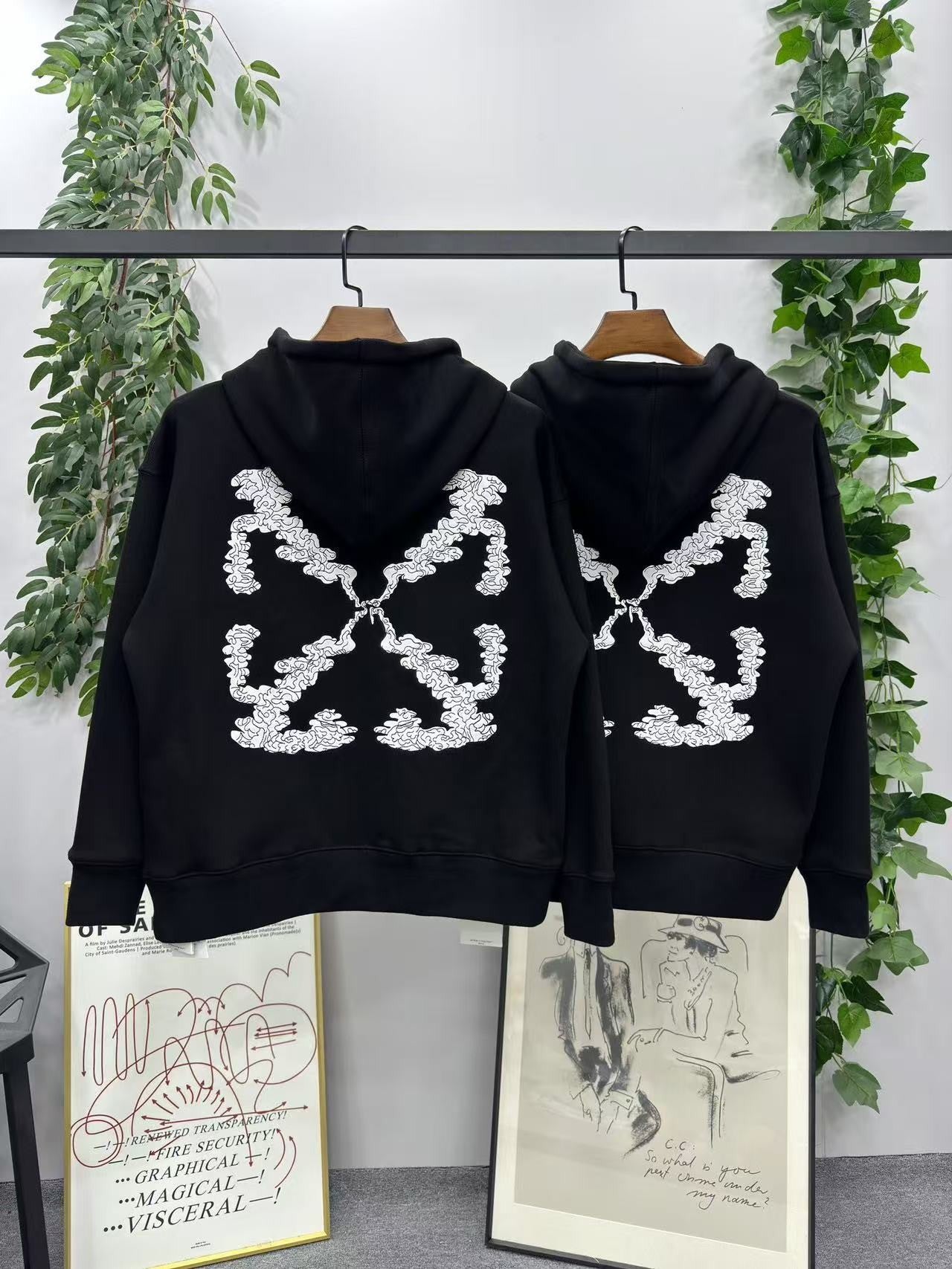 「#4226」offwhite24 autumn and winter embroidered arrow hooded sweatshirt