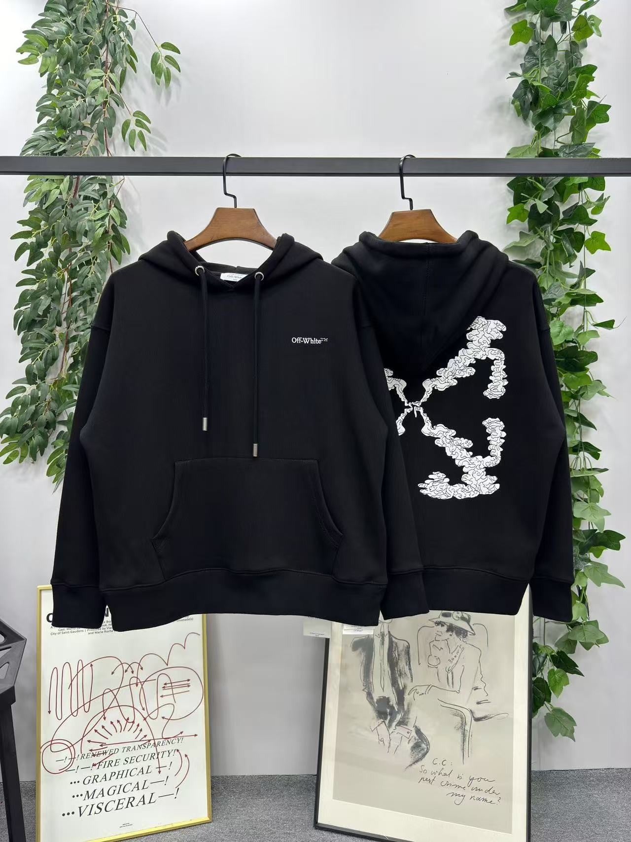 「#4226」offwhite24 autumn and winter embroidered arrow hooded sweatshirt