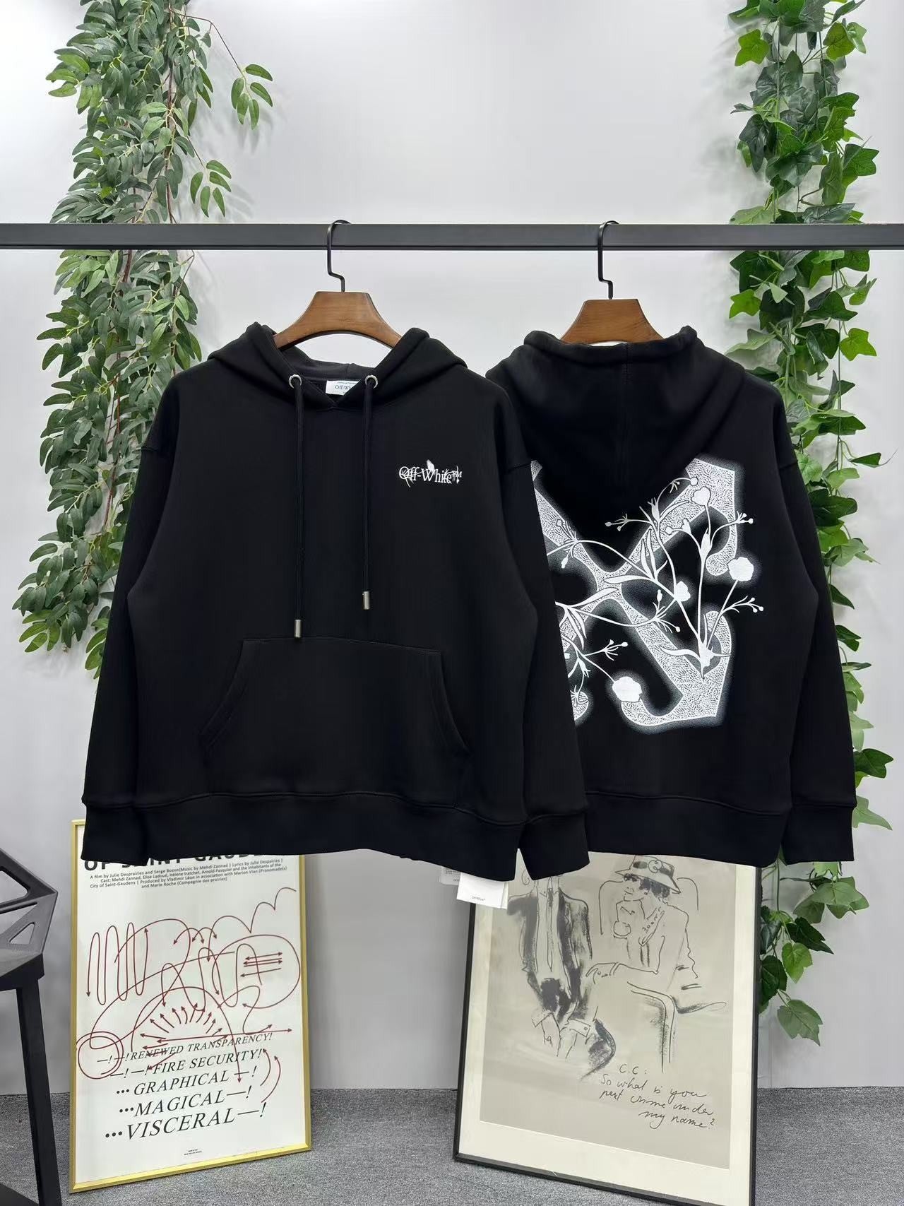 「#4227」offwhite24 autumn and winter tulip arrow hooded sweatshirt