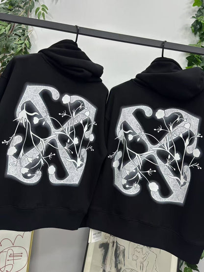「#4227」offwhite24 autumn and winter tulip arrow hooded sweatshirt
