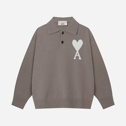 「#4233」Amiri autumn and winter new big heart jacquard collar pullover sweater