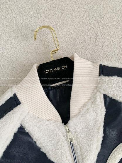 「#3426」Louis Vuitton floral lettering lambskin baseball jacket